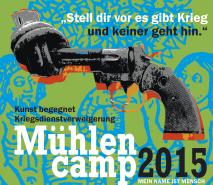 Mühlen-Camp I - 1. Tag<br>Mein Name ist Mensch<br>Kriegsdienstverweigerung International<br>Camp vom 15. bis 17. Mai